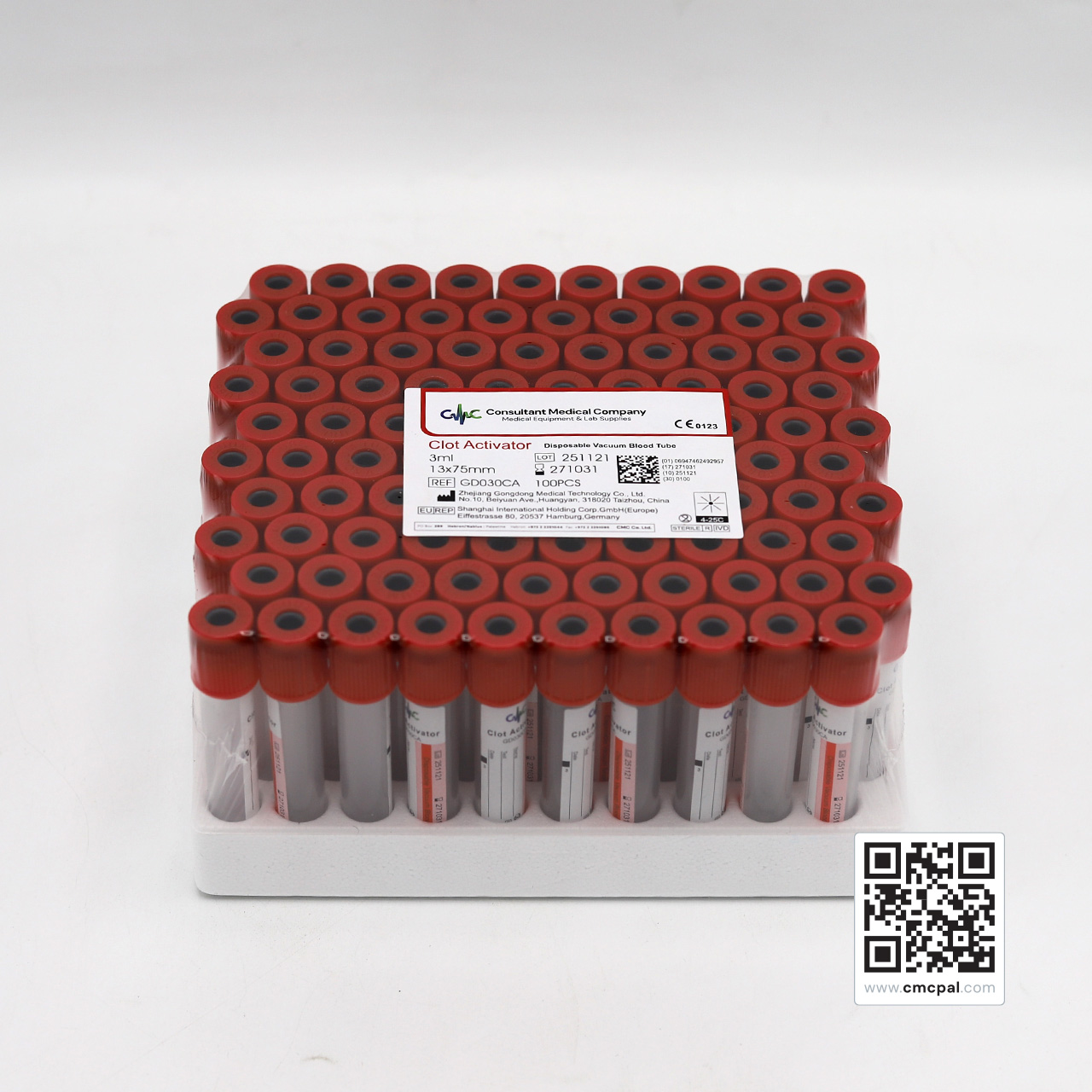 Disposable Vacuum Blood Tube - Clot Activator 3ml - REF GD030CA