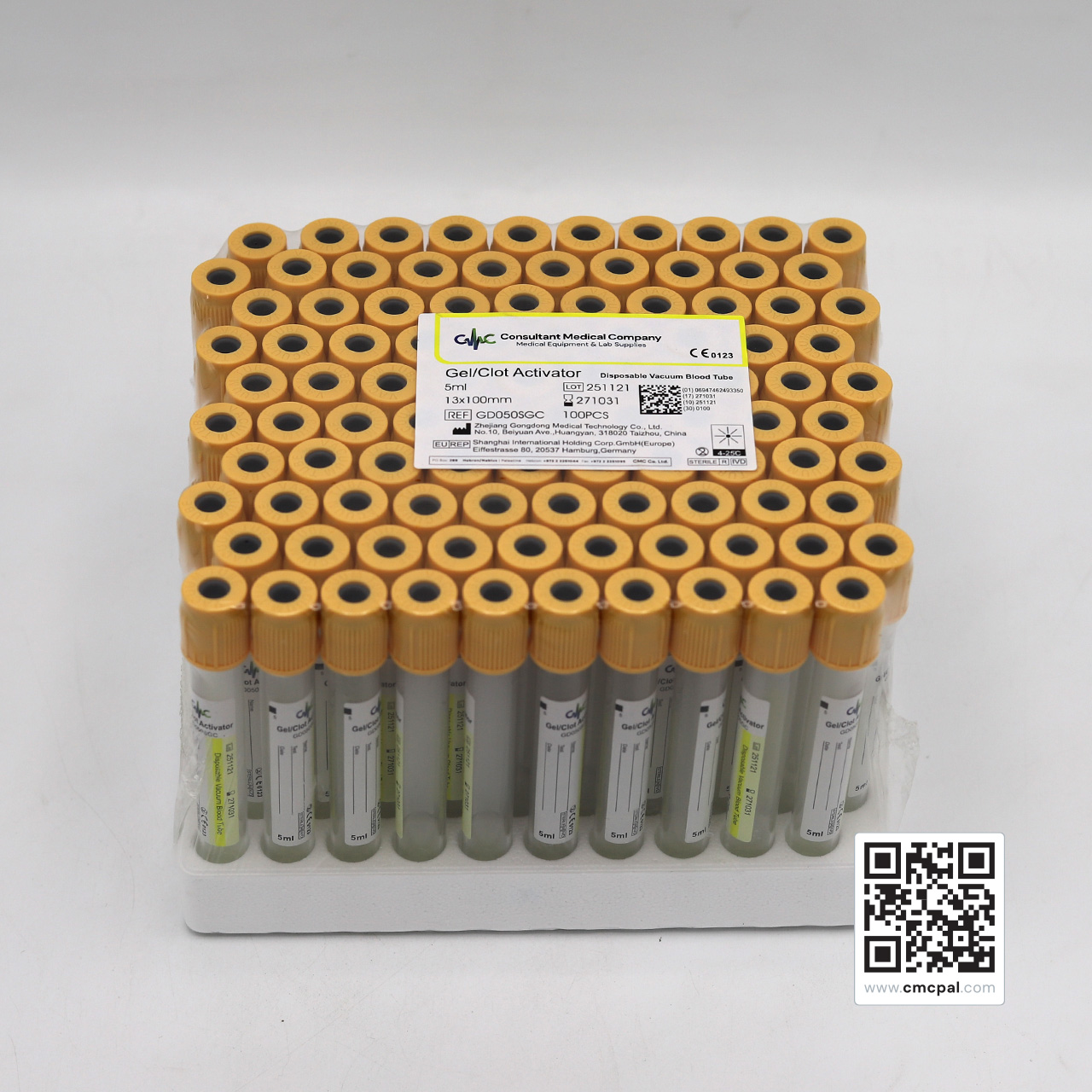 Disposable Vacuum Blood Tube - Gel-Clot Activator 5ml - REF GD050SGC