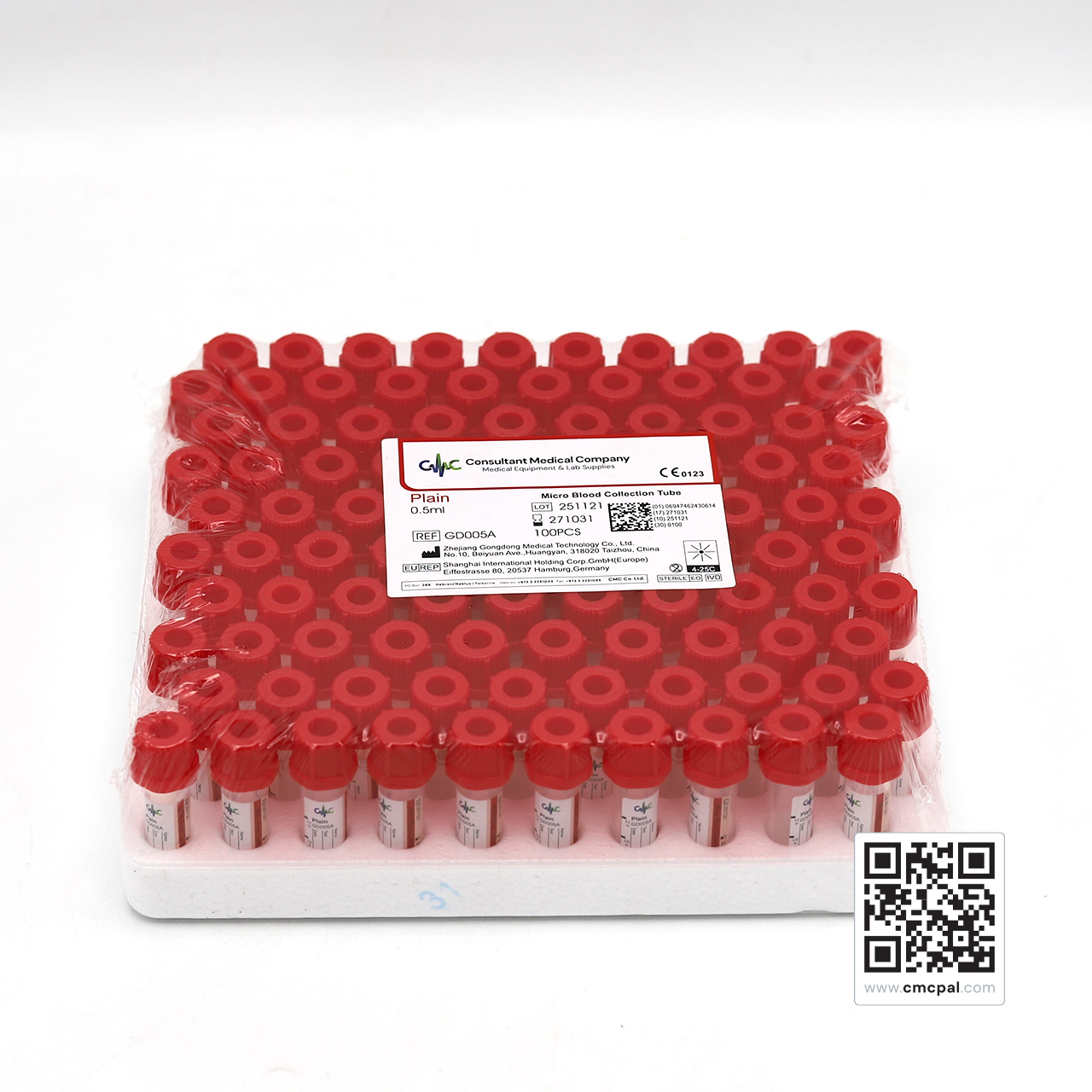 Micro Blood Collection Tube - Plain 0.5ml - REF GD005A