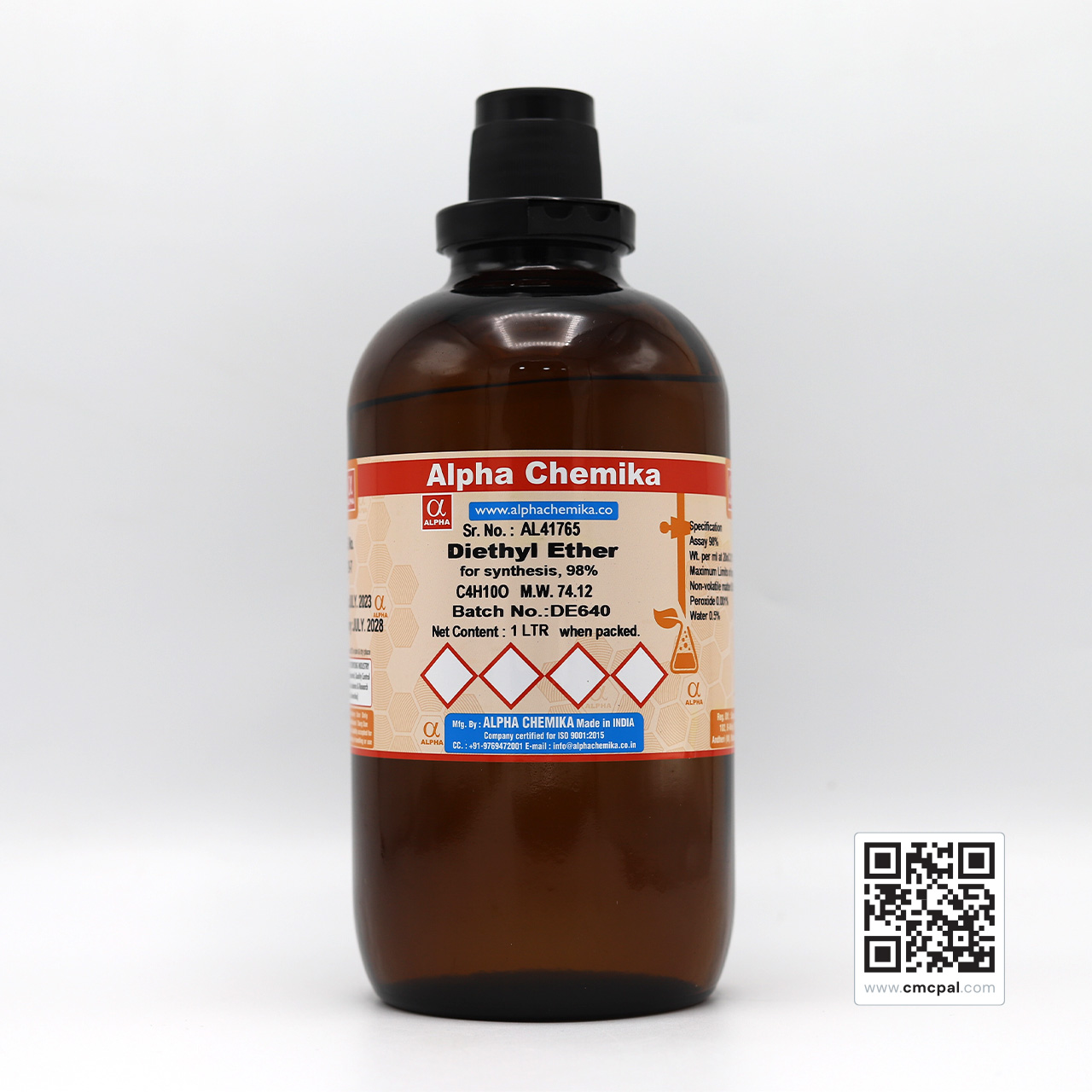 Diethyl Ether For Synthesis, 98% 1L - 01417651000