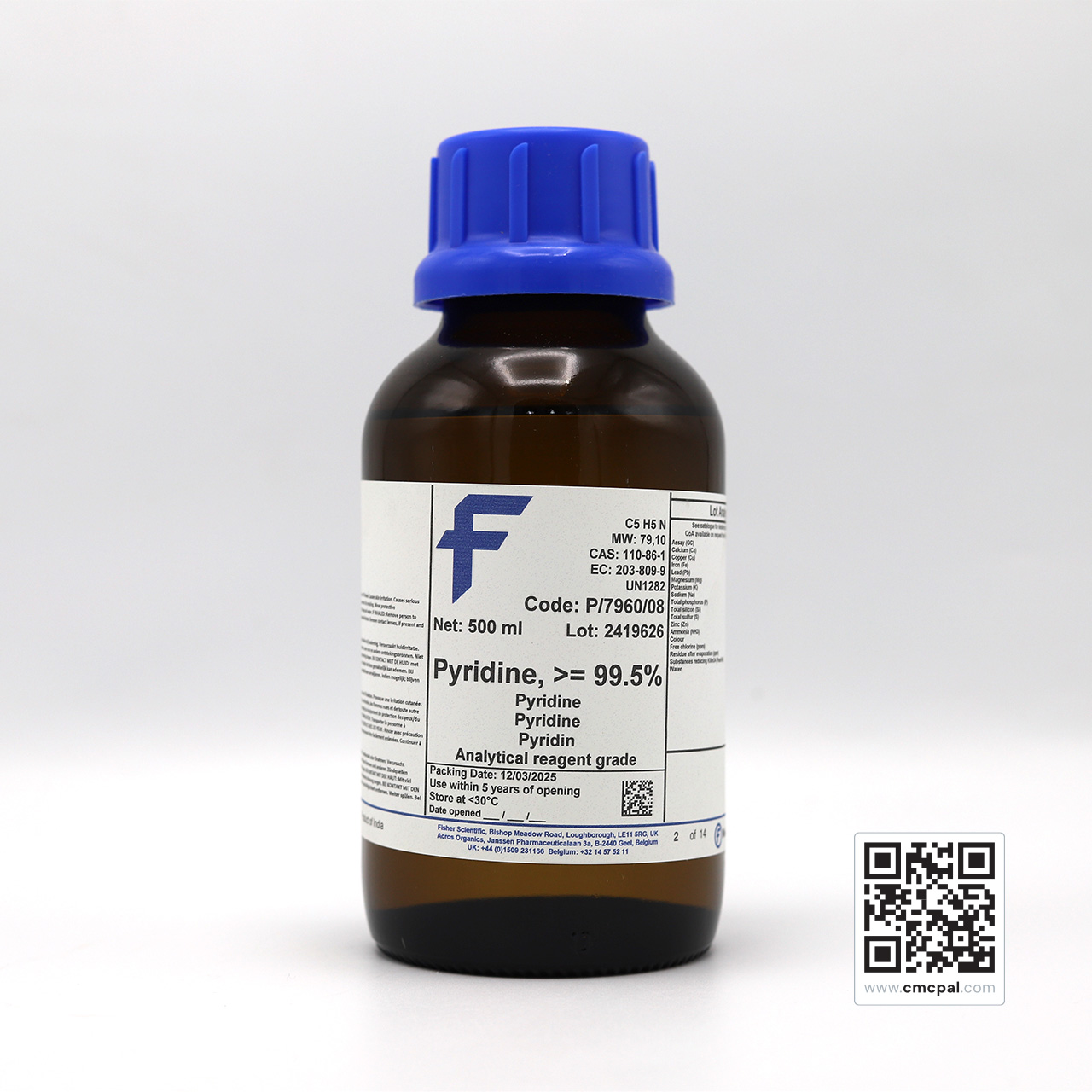 Pyridine >= 99.5% 500 ml - 009796008