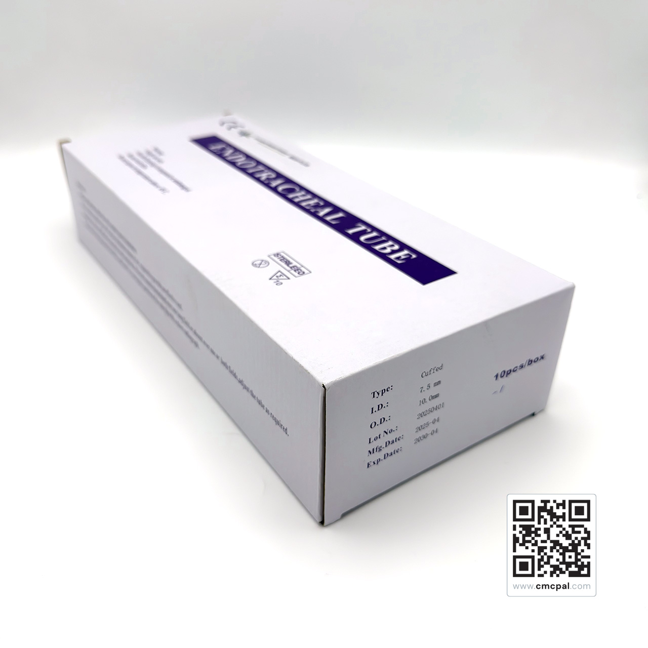 Endotracheal Tubes I.D 7.5mm O.D 10.0mm (Cuffed) 10pcs, LOT 20250401