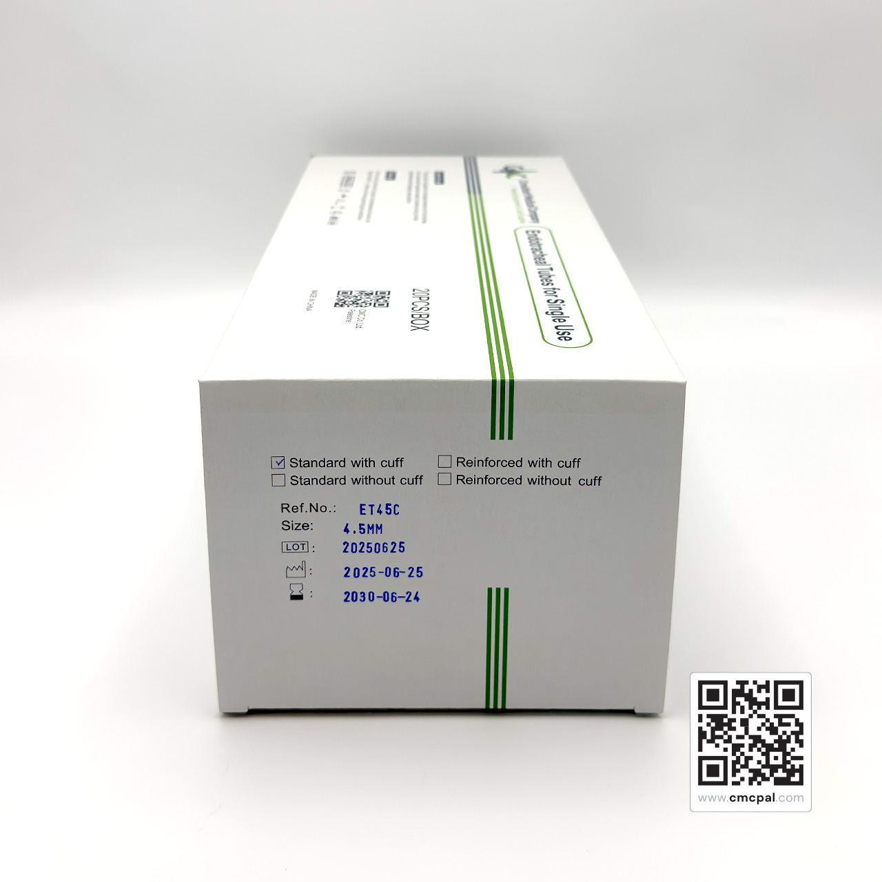Endotracheal Tubes for Single Use 4.5MM Standard With Cuff, 20PCS, REF ET45C (1)