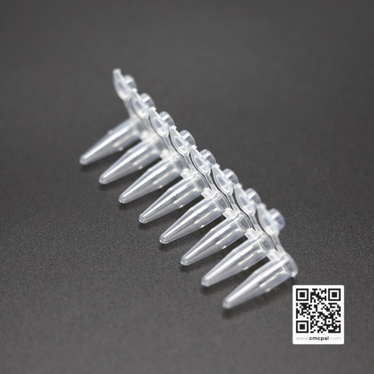 0.2ml Thin Wall Clear PCR Strip Tubes Within dividedly attached flat strip caps, clear